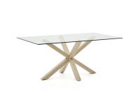 Table Argo L 180 x W 100 cm 6 people glass/metal/wooden leg