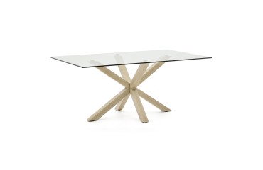 Tafel Argo L 180 x D 100 cm 6 personen glas / metalen voet hout