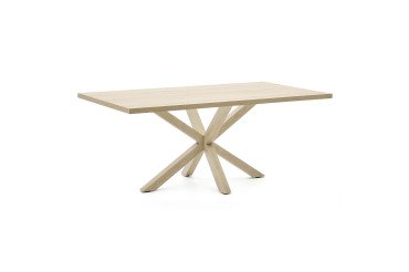 Table Argo plateau mélaminé chêne/pied métal pour 6 à 8 personnes