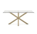 Table Argo 6 personnes - Plateau verre et pieds métal chêne