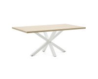 Table Argo L 200 x W 100 cm 8 people - Oak veneer / White metal base