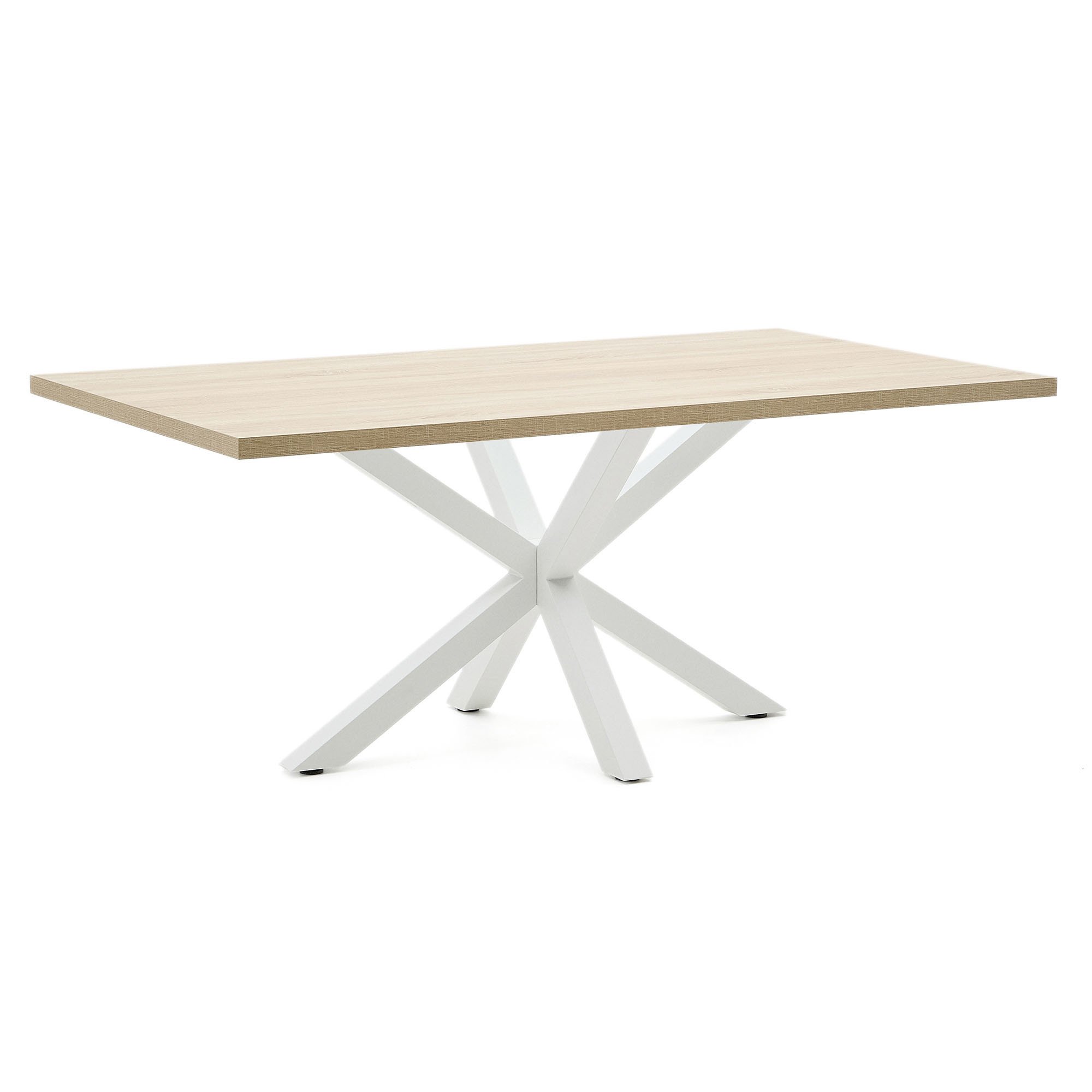 Table Argo plateau mélaminé chêne/pied métal pour 6 à 8 personnes