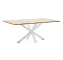 Tafel Argo L 200 x D 100 cm 8 personen gelamineerd eiken / wit metalen voet