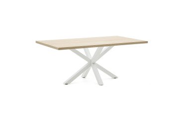 Tafel Argo L 200 x D 100 cm 8 personen gelamineerd eiken / wit metalen voet