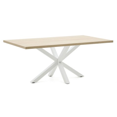 Table Argo plateau mélaminé chêne/pied métal pour 6 à 8 personnes