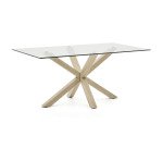 Table Argo 6 personnes - Plateau verre et pieds métal chêne
