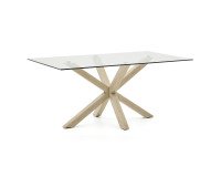 Table Argo L 160 x P 90 cm 6 personnes verre/pied métal bois