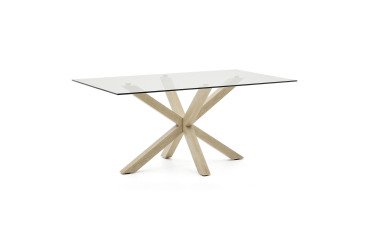 Tafel Argo L 160 x D 90 cm 6 personen glas/metalen voet hout