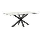Table Argo 8 personnes - Plateau verre et pieds métal noir