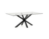 Argo table L 200 x W 100 cm 8 people glass/black metal legs