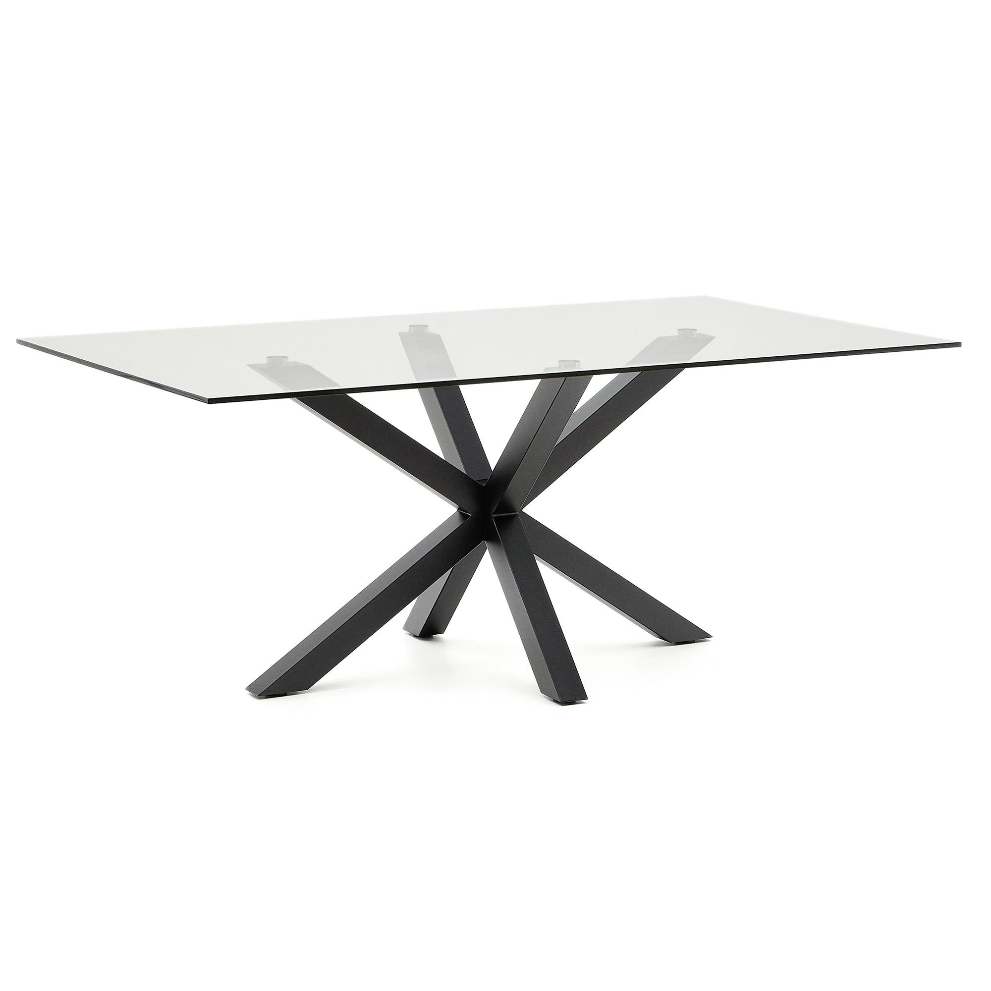 Table Argo plateau verre/pied métal pour 6 à 8 personnes