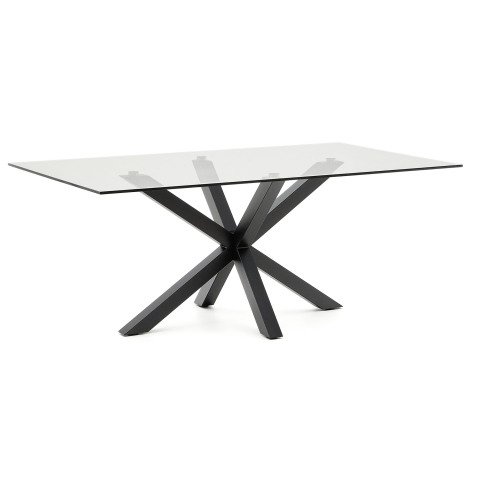 Table Argo plateau verre/pied métal pour 6 à 8 personnes