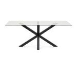 Table Argo 8 personnes - Plateau verre et pieds métal noir