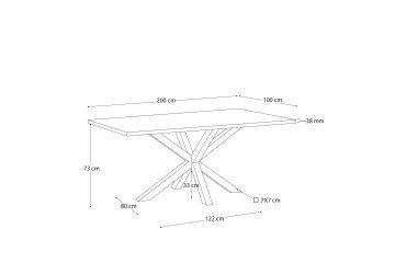Tabelle Argo L 200 x T 100 cm 8 Personen Weiß Melamin / Metallholzfüße