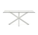 Table Argo 6 personnes - Plateau verre et pieds métal blanc