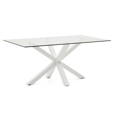 Tafel Argo L 160 x D 90 cm 6 personen glas/metalen witvoet