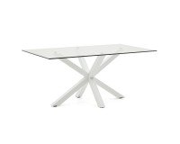 Table Argo L 160 x W 90 cm 6 persons glass/metal white