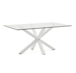 Table Argo L 160 x W 90 cm 6 persons glass/metal white