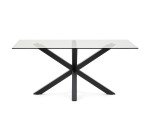 Table Argo 6 personnes - Plateau verre et pieds métal noir