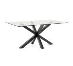 Table Argo 6 personnes - Plateau verre et pieds métal noir
