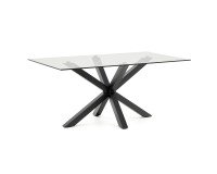 Tafel Argo L 160 x D 90 cm 6 personen glas/zwart metalen poot
