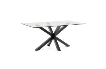 Tafel Argo L 160 x D 90 cm 6 personen glas/zwart metalen poot