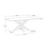 Table Argo 6 personnes - Plateau verre et pieds métal chêne