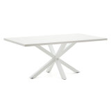 Table Argo plateau mélaminé blanc /pied métal pour 6 à 8 personnes