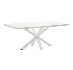Table Argo L 200 x W 100 cm 8 people white melamine / white metal leg