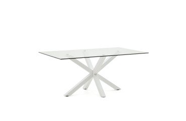 Tafel Argo L 180 x D 100 cm 6 personen glas / wit metalen voet