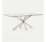 Table Argo 6 personnes - Plateau verre et pieds métal chrome