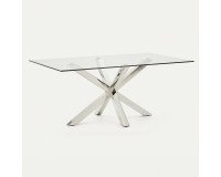 Table Argo L 180 x W 100 cm 6 people glass/chrome metal base
