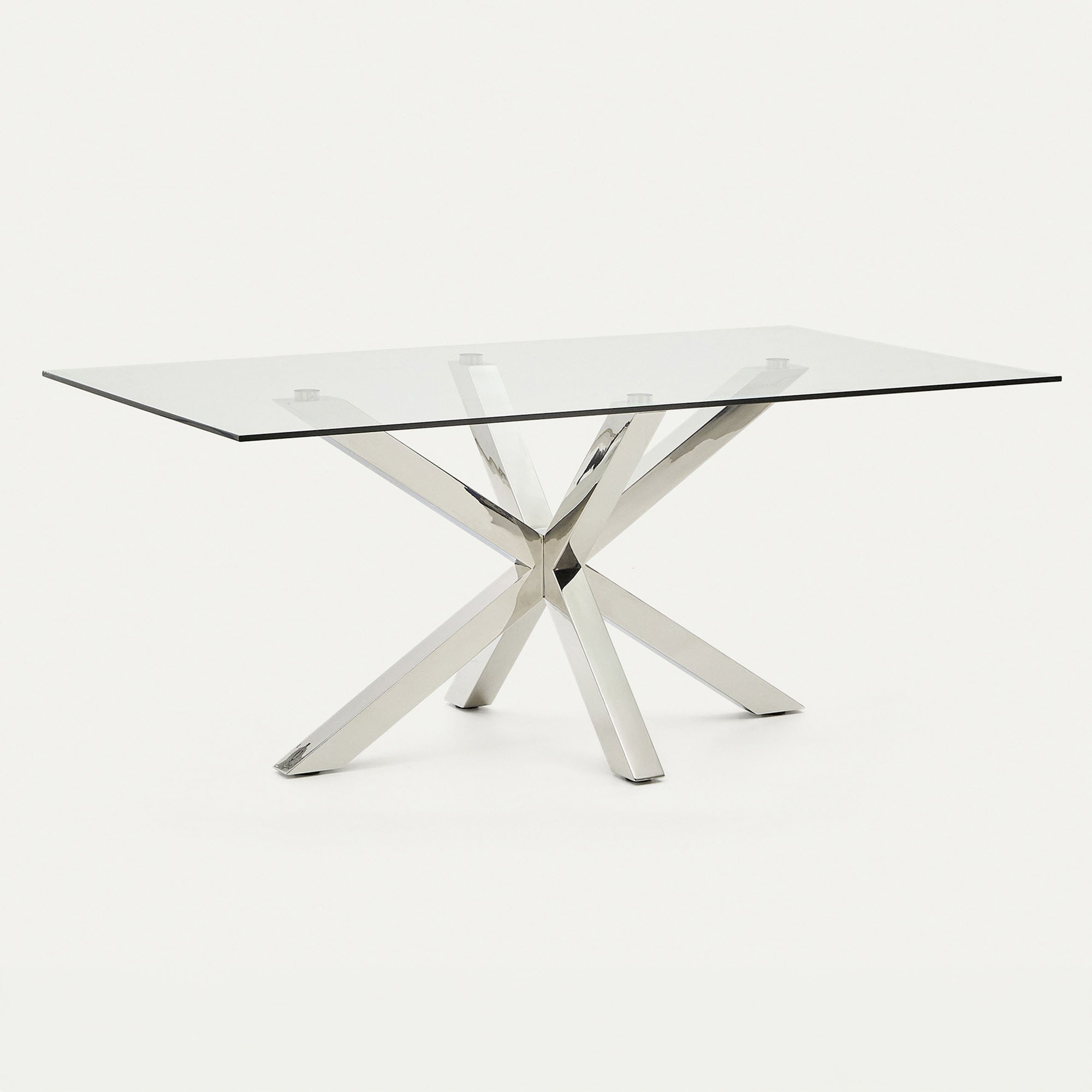 Table Argo plateau verre/pied métal pour 6 à 8 personnes