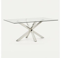 Table Argo L 180 x W 100 cm 6 people glass/chrome metal base