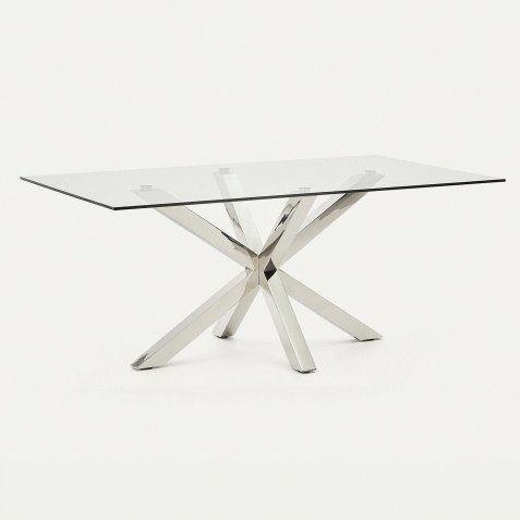 Table Argo plateau verre/pied métal pour 6 à 8 personnes