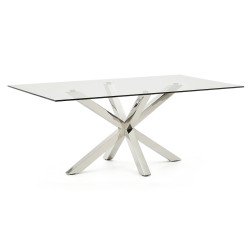 Table Argo plateau verre/pied métal pour 6 à 8 personnes