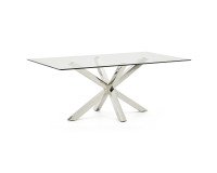 Table Argo plateau verre/pied métal pour 6 à 8 personnes
