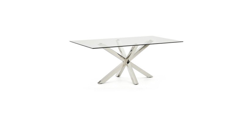 Table Argo 8 personnes - Plateau verre et pieds métal chrome