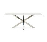 Table Argo 8 personnes - Plateau verre et pieds métal chrome