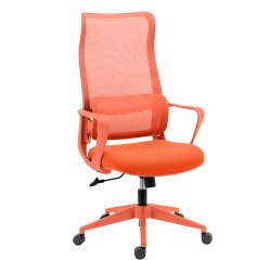 Bureaustoel LINO - stof en netstructuur - met armleuningen, hoofdsteun en lendensteun - Gecentreerd kantelmechanisme - Nylon voetstuk