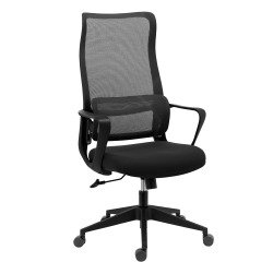 Bureaustoel LINO - stof en netstructuur - met armleuningen, hoofdsteun en lendensteun - Gecentreerd kantelmechanisme - Nylon voetstuk