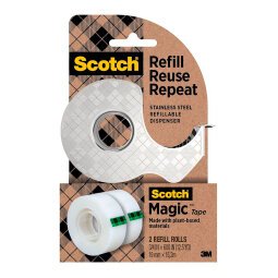 Dévidoir adhésif acier Scotch avec 2 rouleaux Largeur 19 mm x longueur 15,2 m