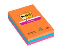 Notes met lijnen herpositioneerbaar Boost Super Sticky Post-it Notes 101 x 152 mm assortiment - blok van 90 vellen