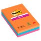 Notes lignées repositionnables couleurs Boost Super Sticky Post-it 101 x 152 mm assortis - bloc de 90 feuilles