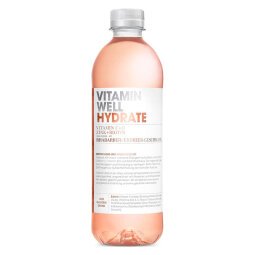 Eau vitaminée Vitamin Well Hydrate Rhubarbe et fraise 50 cl - 24 bouteilles