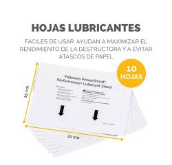 Pack 10 Hojas Lubricantes destructoras Fellowes