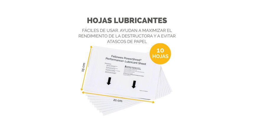 Pack 10 Hojas Lubricantes destructoras Fellowes