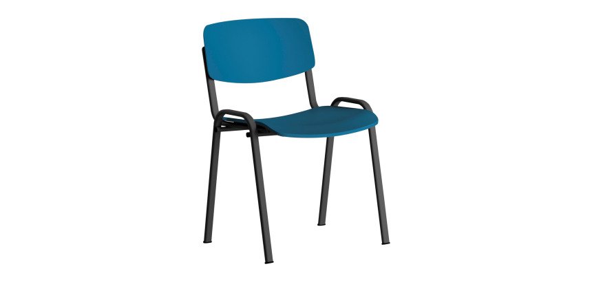 Chaise conférence Joana - assise et dosseir polypropylène - Pieds métal noirs