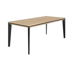 Straight Office Desk Onyx L 190 cm Light Oak Top