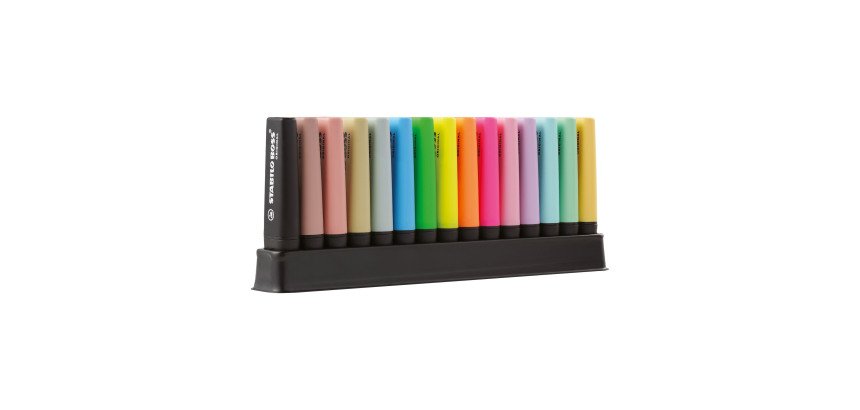 Surligneur Stabilo Boss couleurs fluo nature pastel - Set de 15